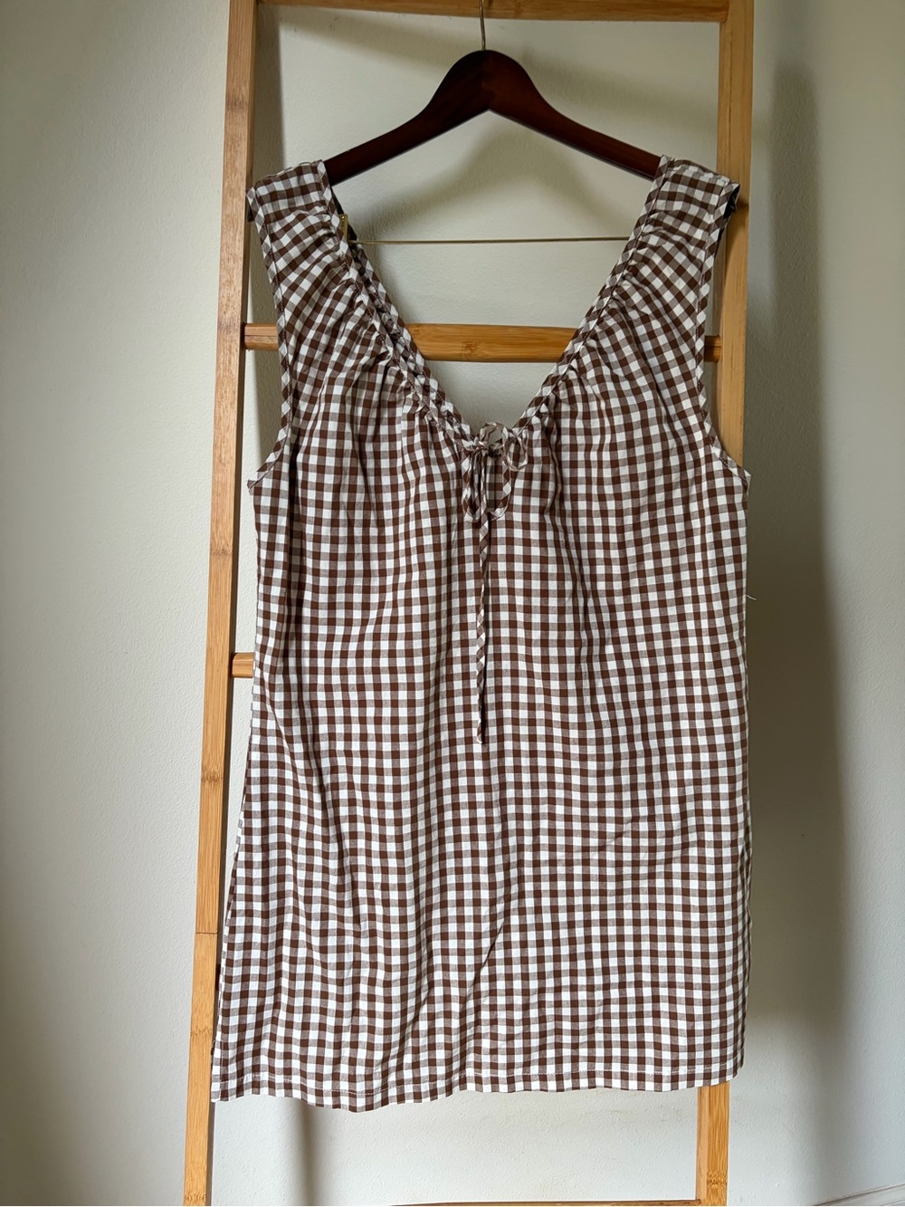 Rhythm Brown & White Gingham Mini Dress